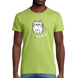 T-shirt homme coton bio vert pomme Chat Mallow (Trabe,Animaux,Chats)