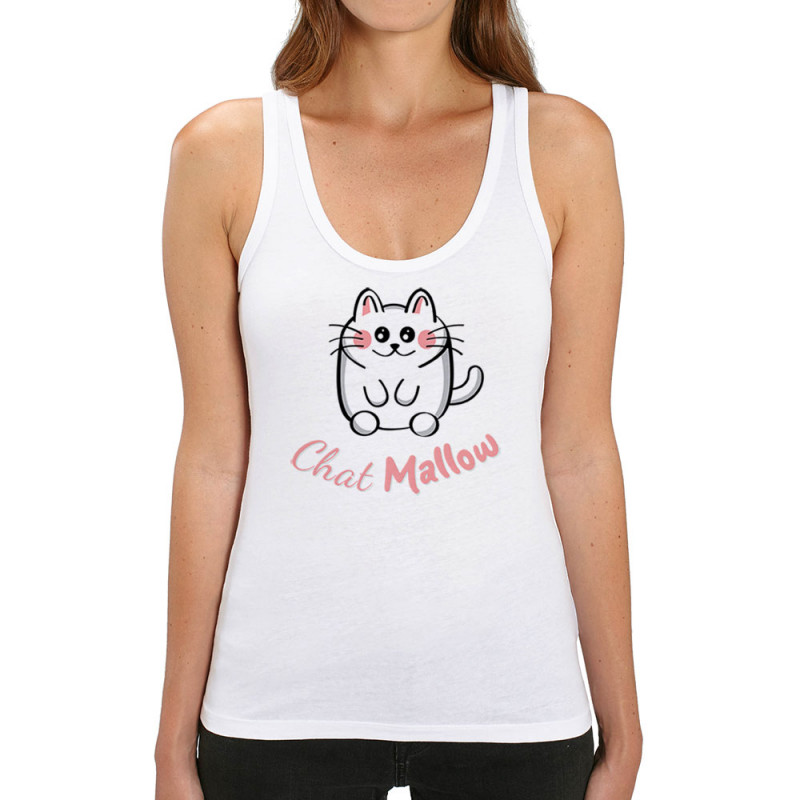 Débardeur femme coton bio blanc Chat Mallow (Trabe,Animaux,Chats)