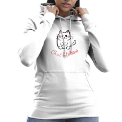 Sweat femme à capuche blanc Chat Mallow (Trabe,Animaux,Chats)