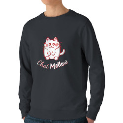 Sweat homme bio col rond gris anthracite Chat Mallow (Trabe,Animaux,Chats)