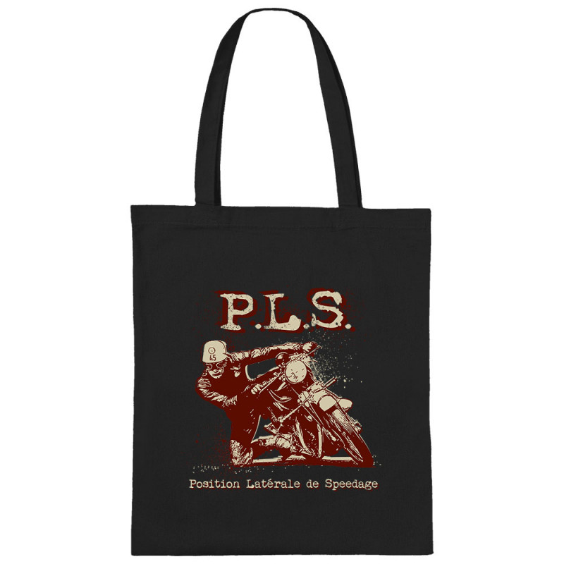 Sac shopping en toile noir PLS Position latérale de speedage (Gondrax,Moto,Humour)