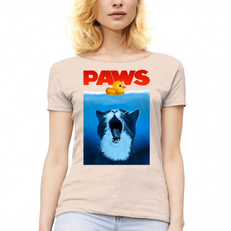 T-shirt femme col large "Paws"