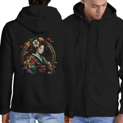 Sweat homme à capuche zippé noir Flowers Geisha (Divers,Musée)