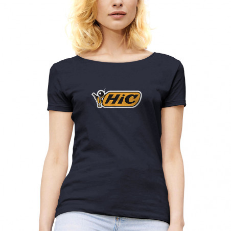 T-shirt femme col large "Hic"