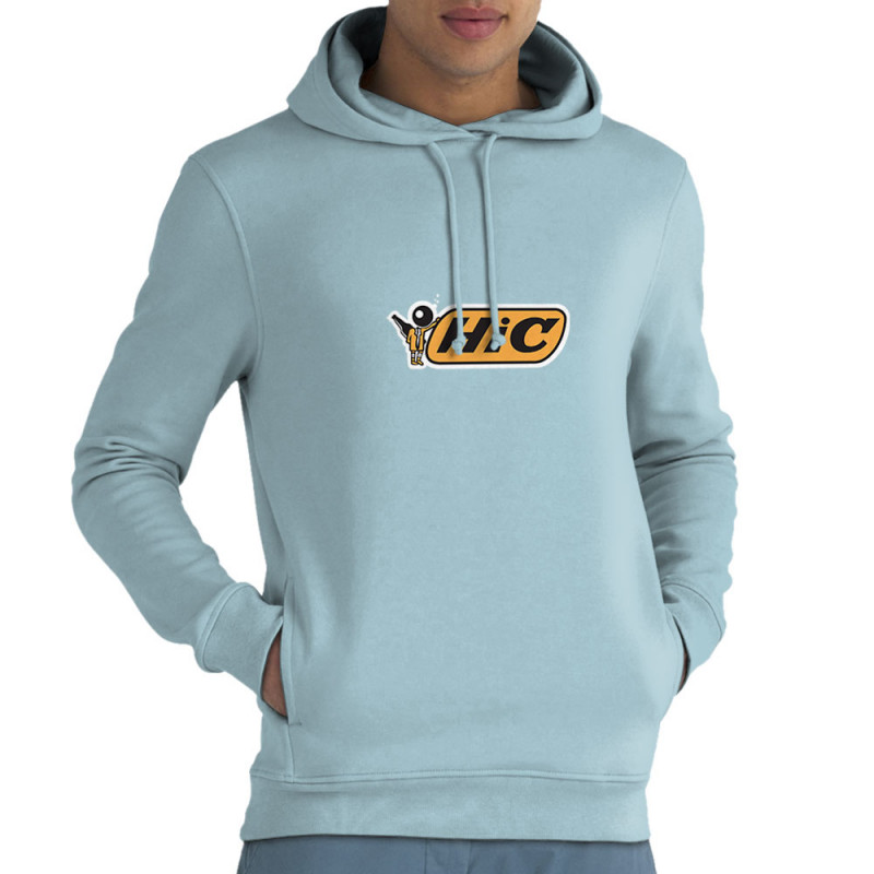 Sweat homme à capuche coton bio bleu ciel Hic (Skurg,Humour,Alcool)