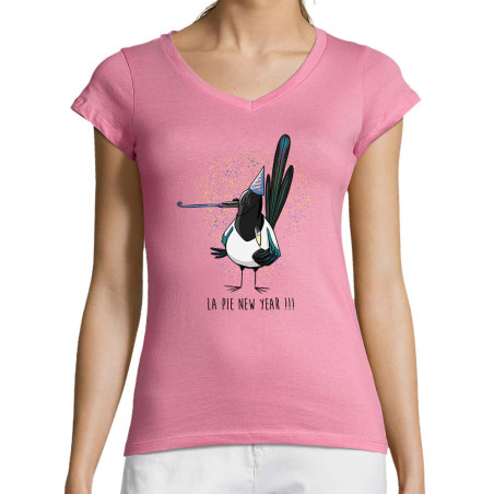 T-shirt femme col V "La Pie...
