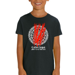 T-shirt enfant coton bio noir Coloriage anti-stress (Zewa,Humour)
