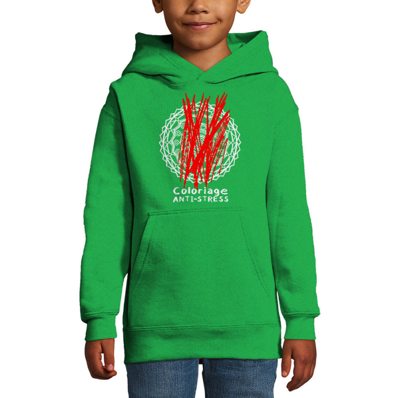 Sweat enfant à capuche vert prairie Coloriage anti-stress (Zewa,Humour)
