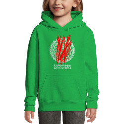 Sweat enfant à capuche vert prairie Coloriage anti-stress (Zewa,Humour)