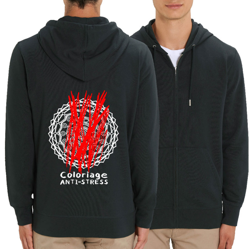 Sweat homme zippé à capuche coton bio noir Coloriage anti-stress (Zewa,Humour)