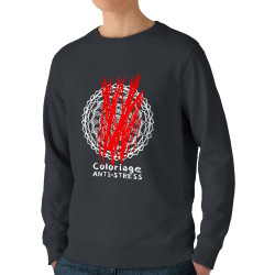 Sweat homme bio col rond gris anthracite Coloriage anti-stress (Zewa,Humour)