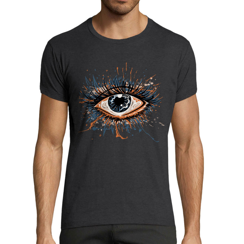 T-shirt homme fit gris anthracite chiné Œil Splash (Zewa,Divers)