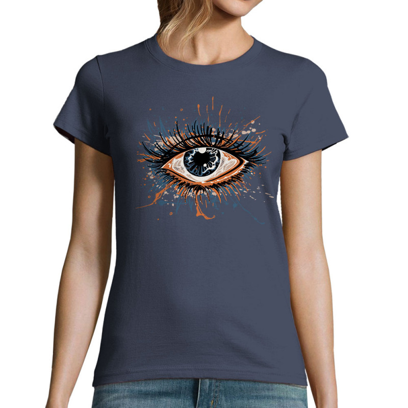 T-shirt femme bleu denim Œil Splash (Zewa,Divers)