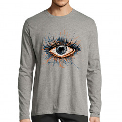 T-shirt homme manches longues gris chiné Œil Splash (Zewa,Divers)