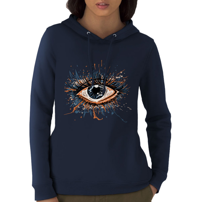 Sweat femme à capuche coton bio bleu marine Œil Splash (Zewa,Divers)