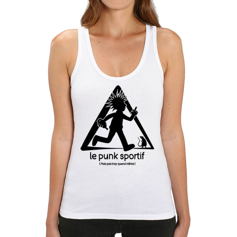 Débardeur femme coton bio blanc Le Punk Sportif (Gondrax,Rock & Punk,Humour,Détournements)