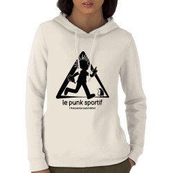 Sweat femme à capuche coton bio naturel Le Punk Sportif (Gondrax,Rock & Punk,Humour,Détournements)