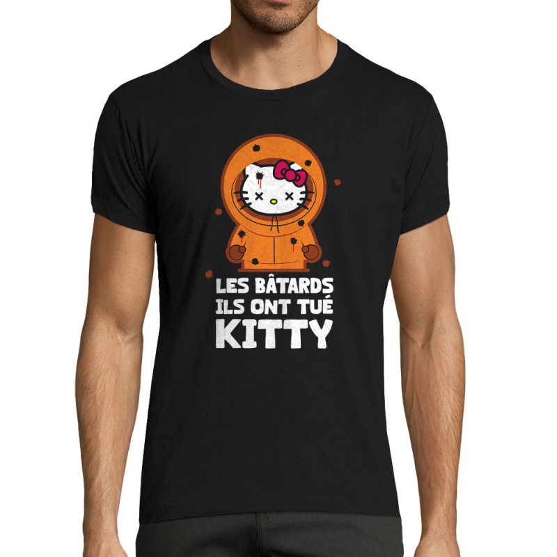 T-shirt homme fit noir Ils ont tué Kitty (Baxt,Détournements,Humour)