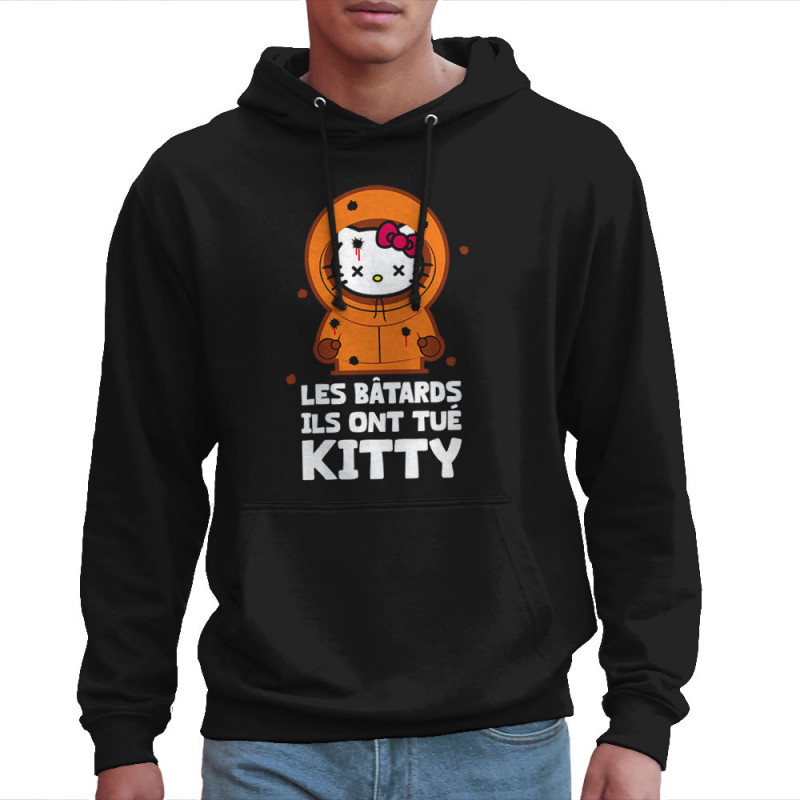 Sweat homme à capuche noir Ils ont tué Kitty (Baxt,Détournements,Humour)