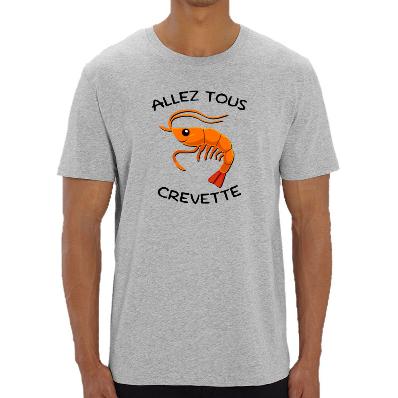 T-shirt homme coton bio gris chiné Allez tous crevette (Gondrax,Animaux,Humour)