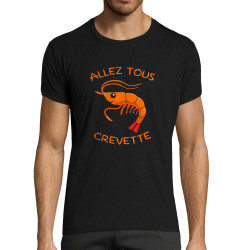 T-shirt homme fit noir Allez tous crevette (Gondrax,Animaux,Humour)