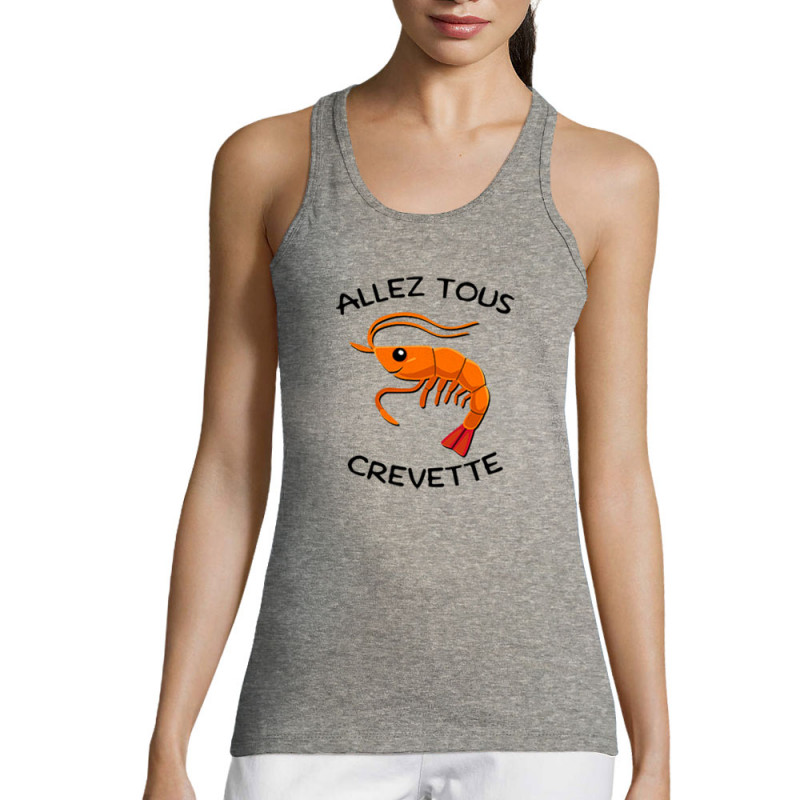 Débardeur femme gris chiné Allez tous crevette (Gondrax,Animaux,Humour)
