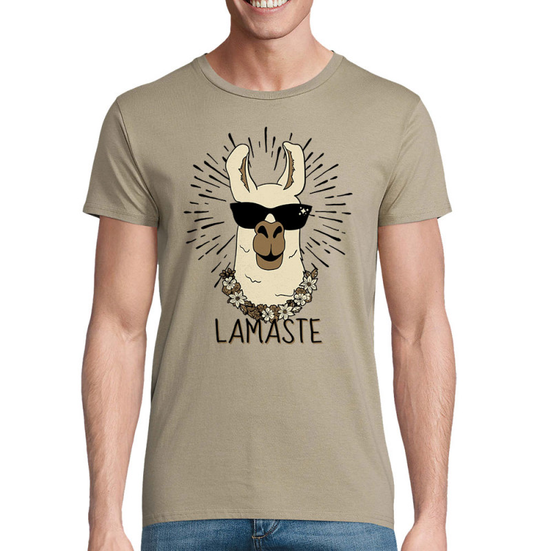 T-shirt homme coton bio kaki Lamaste (Animaux,Humour)