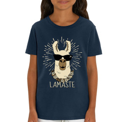 T-shirt enfant coton bio bleu marine Lamaste (Animaux,Humour)