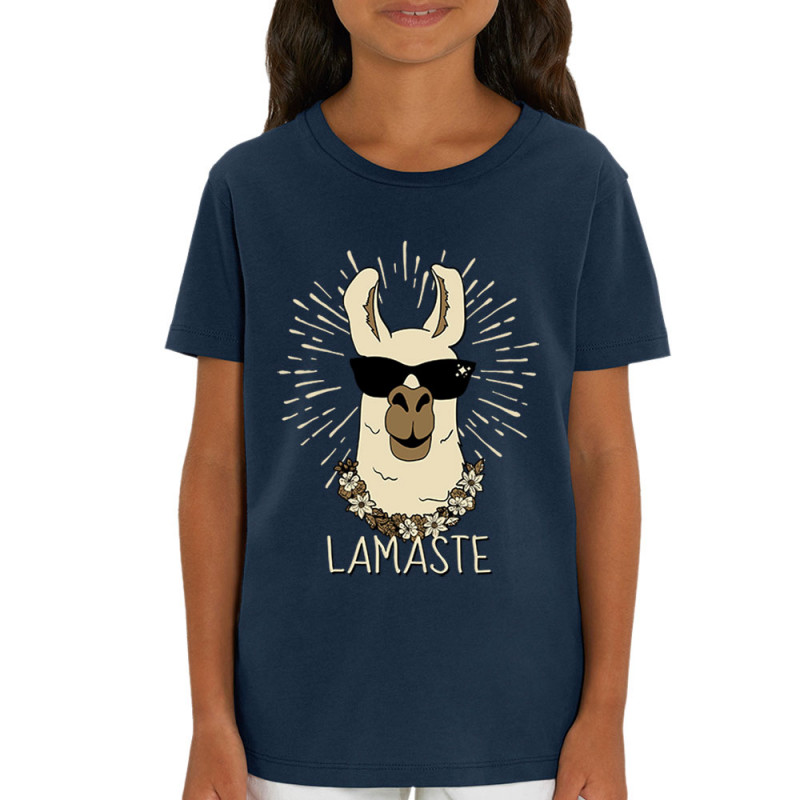 T-shirt enfant coton bio bleu marine Lamaste (Animaux,Humour)