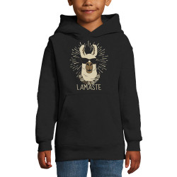 Sweat enfant à capuche noir Lamaste (Animaux,Humour)