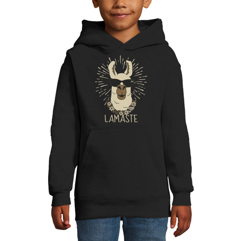 Sweat enfant à capuche noir Lamaste (Animaux,Humour)