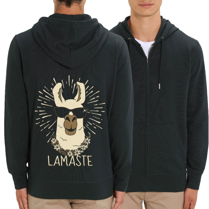 Sweat homme zippé à capuche coton bio noir Lamaste (Animaux,Humour)