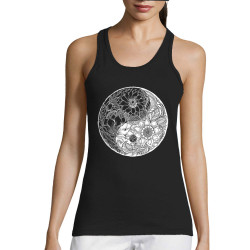 Débardeur femme noir Ying Yang Flower (Gondrax,Divers,Ethnique)