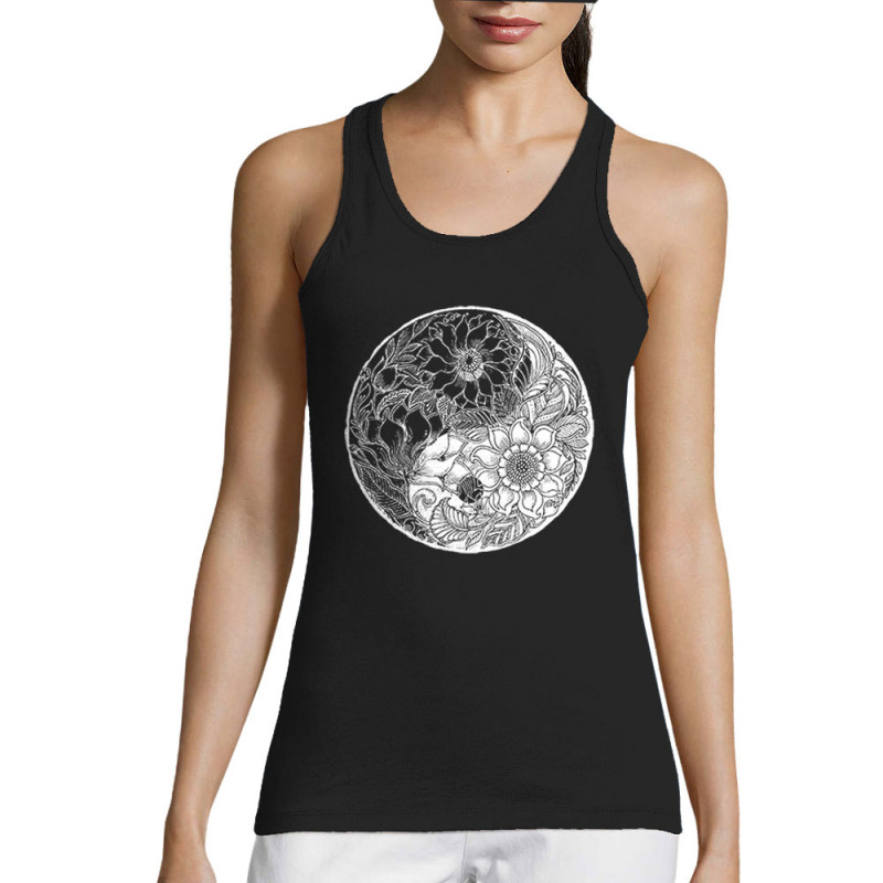 Débardeur femme noir Ying Yang Flower (Gondrax,Divers,Ethnique)
