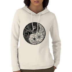 Sweat femme à capuche coton bio naturel Ying Yang Flower (Gondrax,Divers,Ethnique)