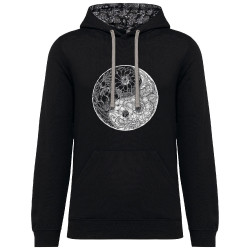 Sweat capuche à motifs unisexe noir et têtes de mort mexicaines Ying Yang Flower (Gondrax,Divers,Ethnique)