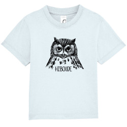 T-shirt bébé bleu ciel Hiboude (Gondrax,Les Bébêtes,Animaux,Humour)