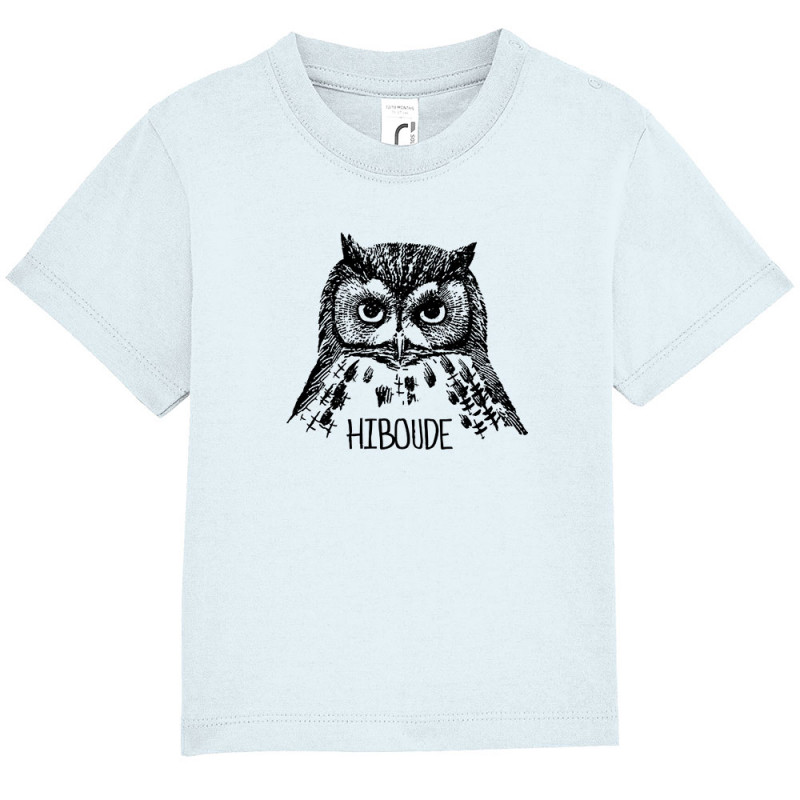 T-shirt bébé bleu ciel Hiboude (Gondrax,Les Bébêtes,Animaux,Humour)