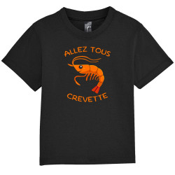 T-shirt bébé noir Allez tous crevette (Gondrax,Animaux,Humour)