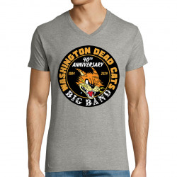 T-shirt homme col V gris chiné WDC - 40th Anniversary (Washington Dead Cats,Chats)