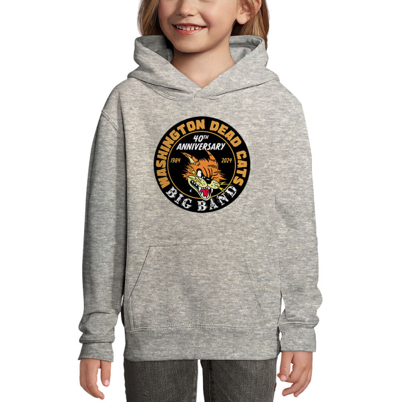 Sweat enfant à capuche gris chiné WDC - 40th Anniversary (Washington Dead Cats,Chats)