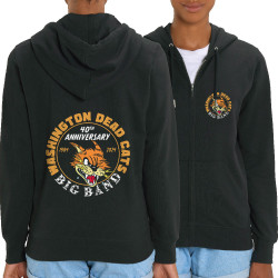 Sweat femme zippé à capuche coton bio noir WDC - 40th Anniversary (Washington Dead Cats,Chats)