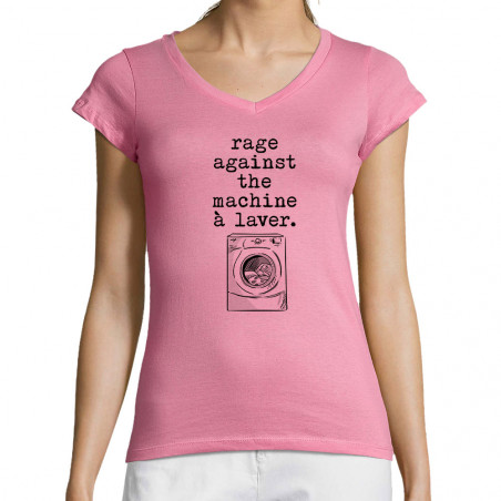 T-shirt femme col V "Rage...