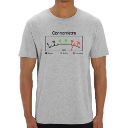 T-shirt homme coton bio gris chiné Connomètre (Gondrax,Humour)