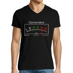 T-shirt homme col V noir Connomètre (Gondrax,Humour)