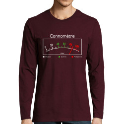 T-shirt homme manches longues bordeaux Connomètre (Gondrax,Humour)