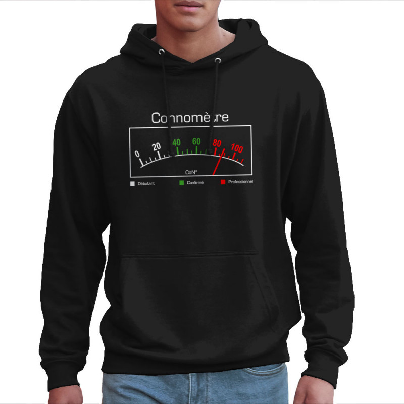 Sweat homme à capuche noir Connomètre (Gondrax,Humour)