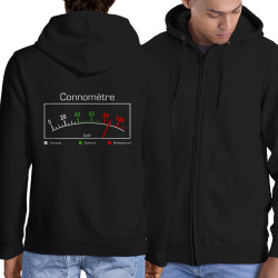 Sweat homme à capuche zippé noir Connomètre (Gondrax,Humour)