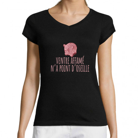 T-shirt femme col V "Ventre...