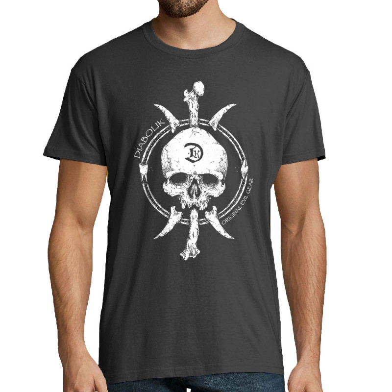 Tee-shirt homme gris souris Bones and Skull (Diabolik,Têtes de morts)